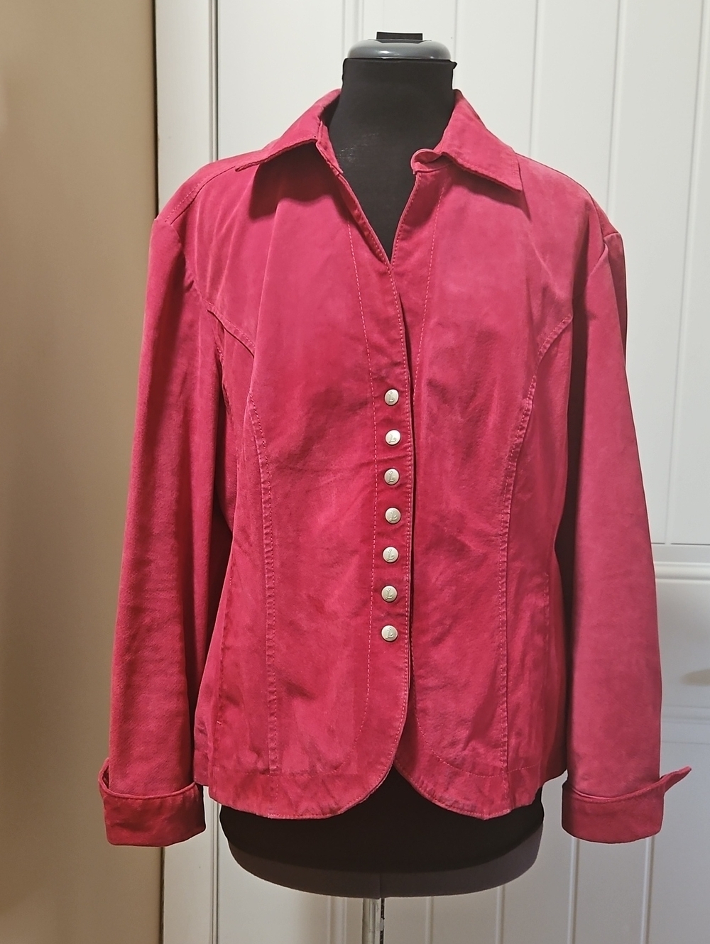Live A Little Vintage Suede Blazer Jacket XL In  Raspberry Red